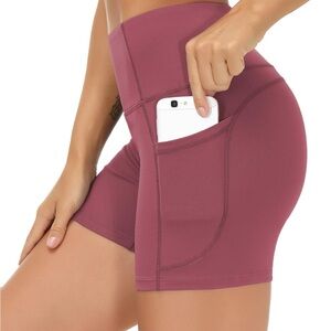 Women's High-Rise Bike Shorts - 2 Pairs (Black and Rose Pink)